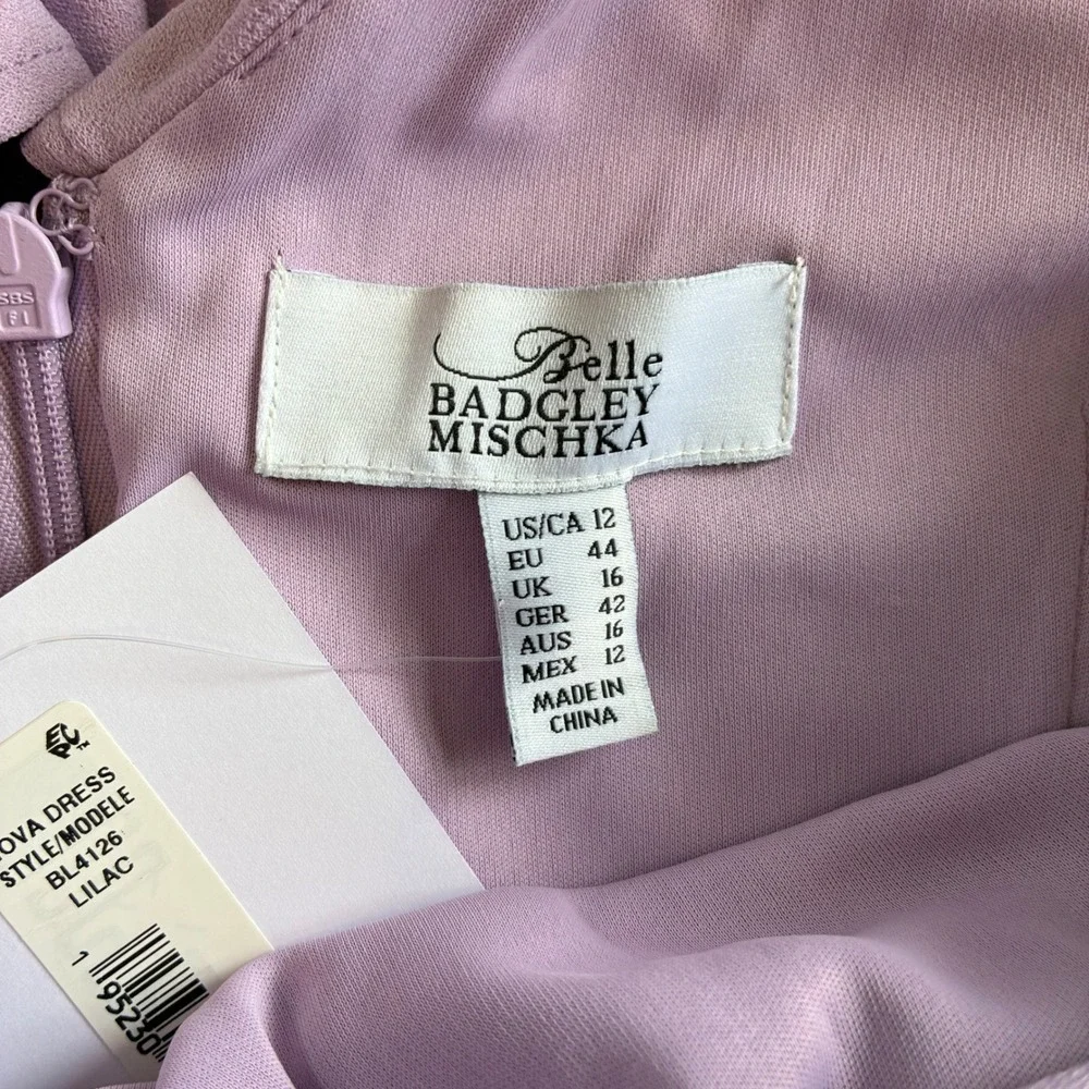 NWT Belle Badgley Mischka Dress Sheath Lilac Lavender Kentucky Derby Women 12 - Picture 5 of 12